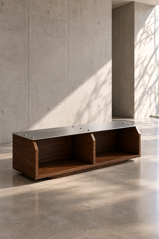 Nota Vinyl Record Console – Solid Wood & Steel